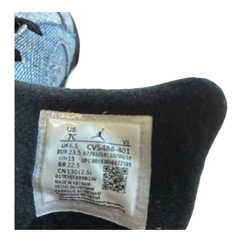 Air Jordan 6 Retro Denim Toddler Shoes‎ CV5488-401 Blue Black Brown Sneakers